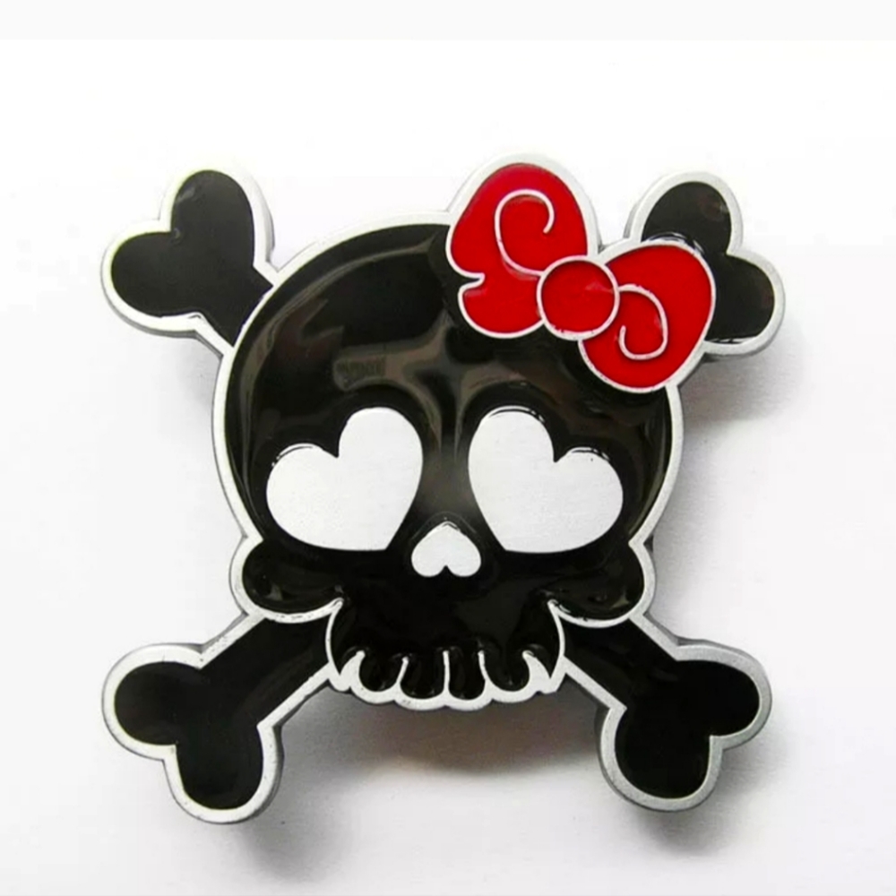Skull.with red bow belt buckle